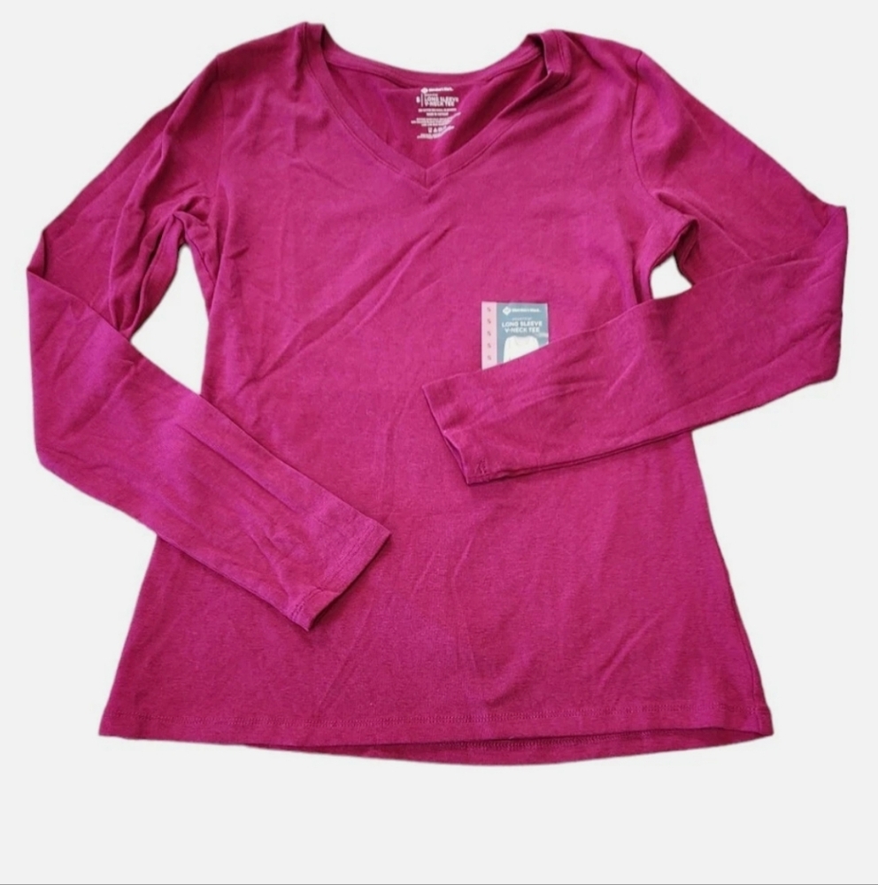 Members Mark Magenta Long Sleeve V-Neck Top
